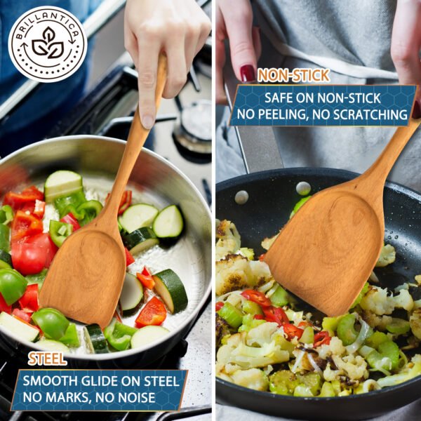 9-Piece Natural Teak Wood Kitchen Utensil Set with Holder - Image 6